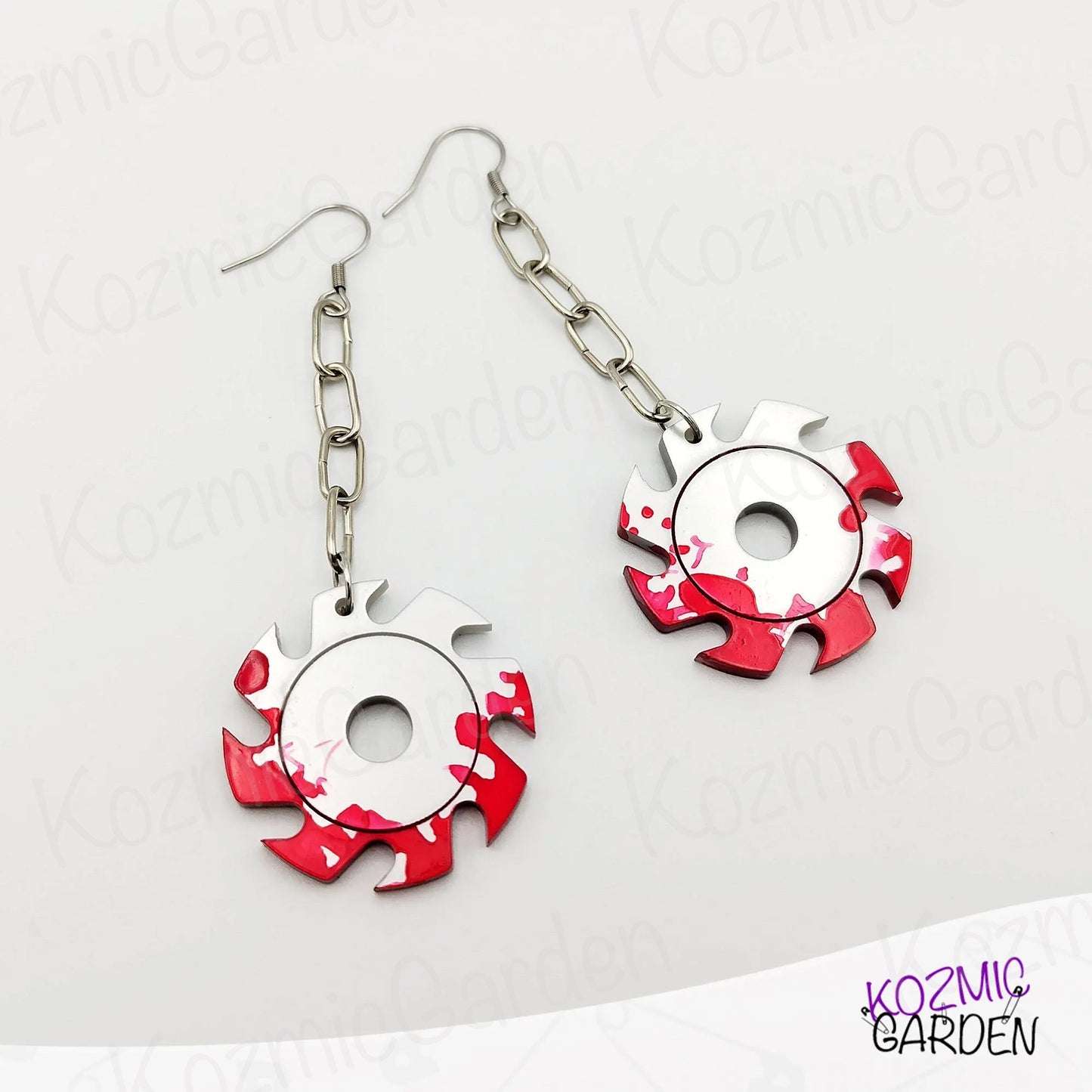 Blood-Splattered Saw Blade Earrings- Killer Style!