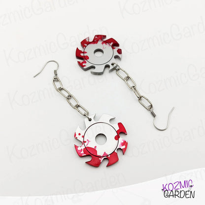 Blood-Splattered Saw Blade Earrings- Killer Style!