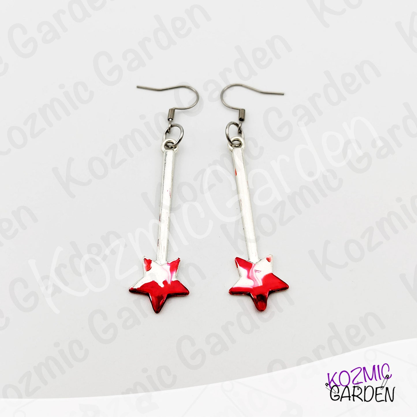 Bloody Magic Wand Earrings | Goth Fairy Jewelry | Dark Humor Earrings | Halloween
