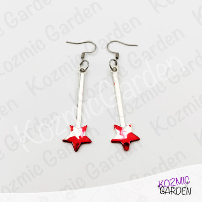 Bloody Magic Wand Earrings | Goth Fairy Jewelry | Dark Humor Earrings | Halloween