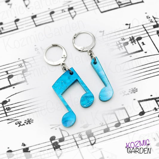 Musical Note Earrings – Pearl Blue Quaver & Crotchet 🎶