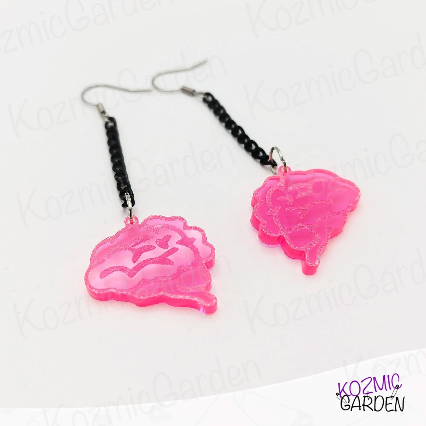 Neon Pink Brain Earrings – Wake up your Inner Mad Scientist!