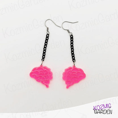 Neon Pink Brain Earrings – Wake up your Inner Mad Scientist!