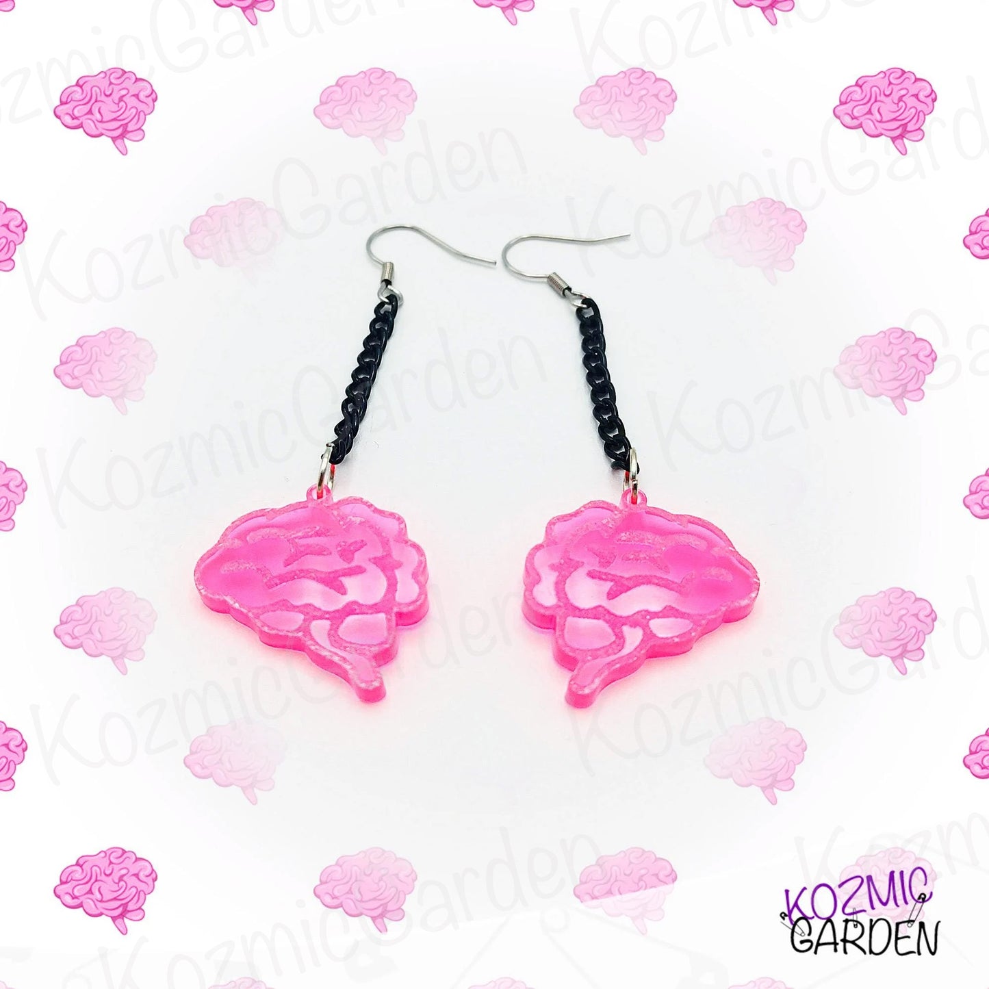 Neon Pink Brain Earrings – Wake up your Inner Mad Scientist!