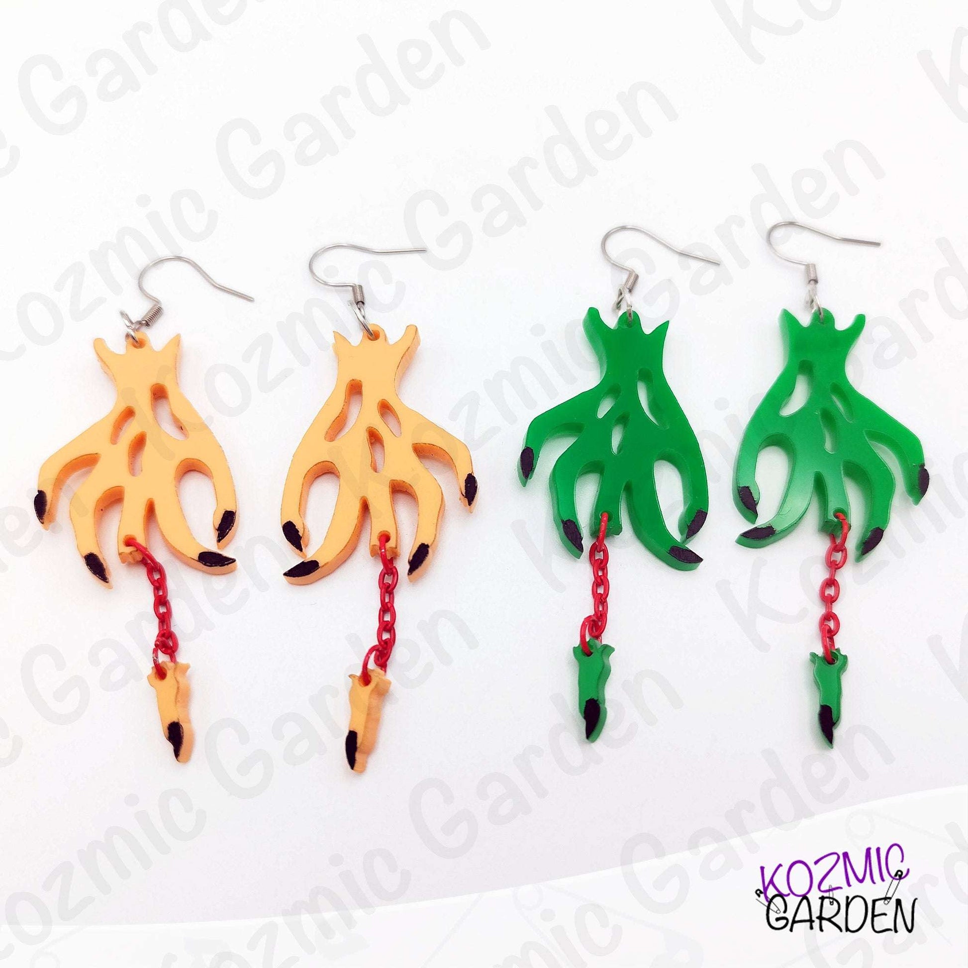 Chopped Finger Witch Hand Earrings – Gory Jewlery for Halloween!
