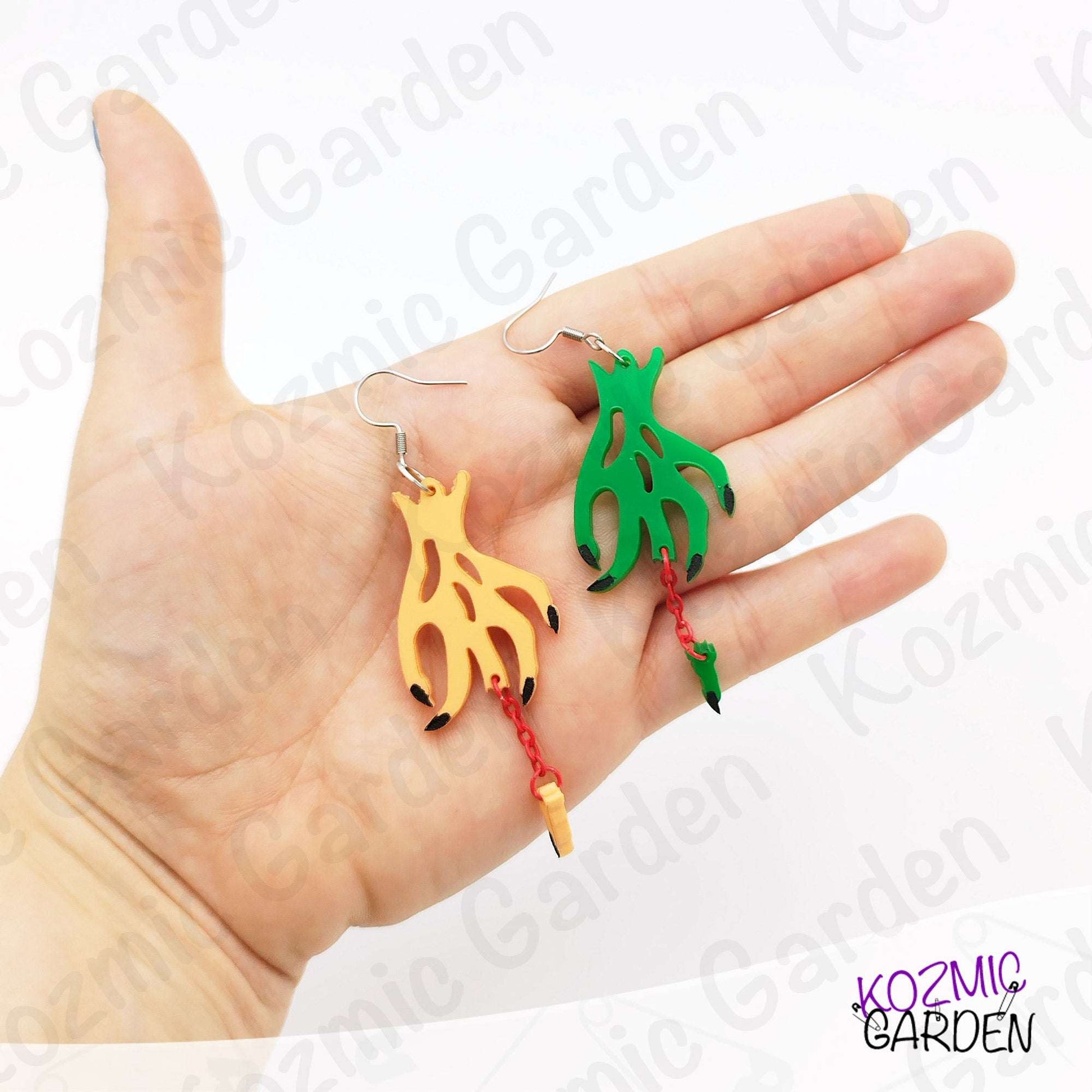 Chopped Finger Witch Hand Earrings – Gory Jewlery for Halloween!