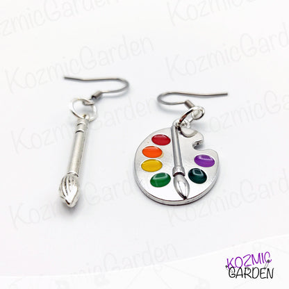 PAINTER PALETTE & BRUSH EARRINGS | Let Your Imagination Soar!