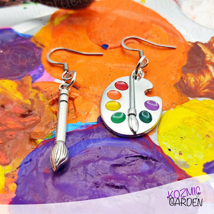 PAINTER PALETTE & BRUSH EARRINGS | Let Your Imagination Soar!