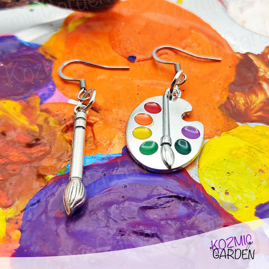 PAINTER PALETTE & BRUSH EARRINGS | Let Your Imagination Soar!