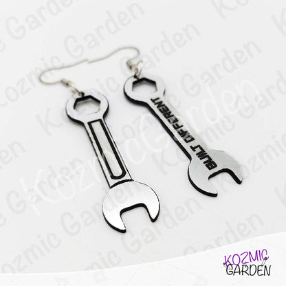 Built Different Wrench Earrings - Funny Mechanic Silver Acrylic