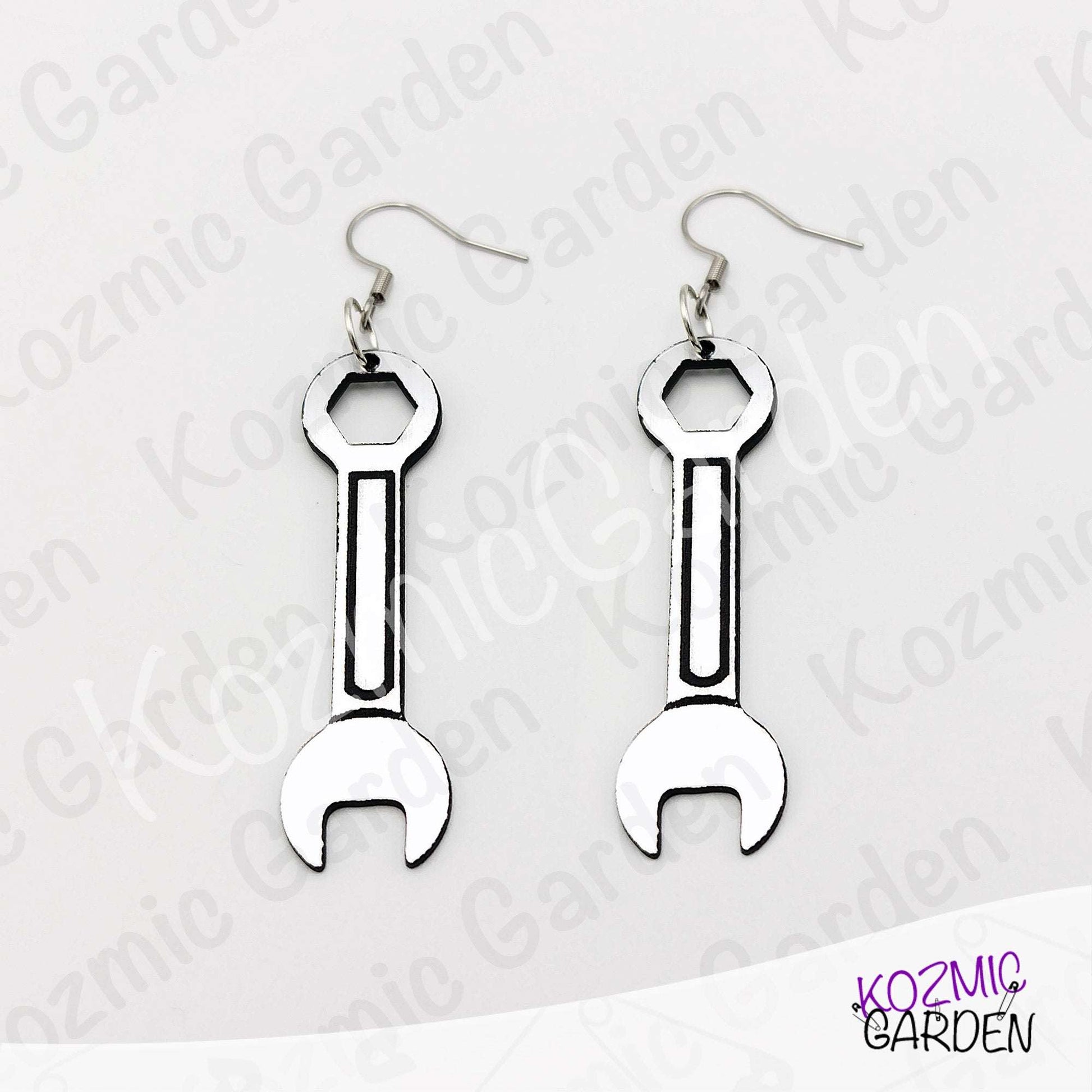 Built Different Wrench Earrings - Funny Mechanic Silver Acrylic