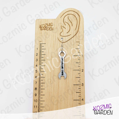 Built Different Wrench Earrings - Funny Mechanic Silver Acrylic