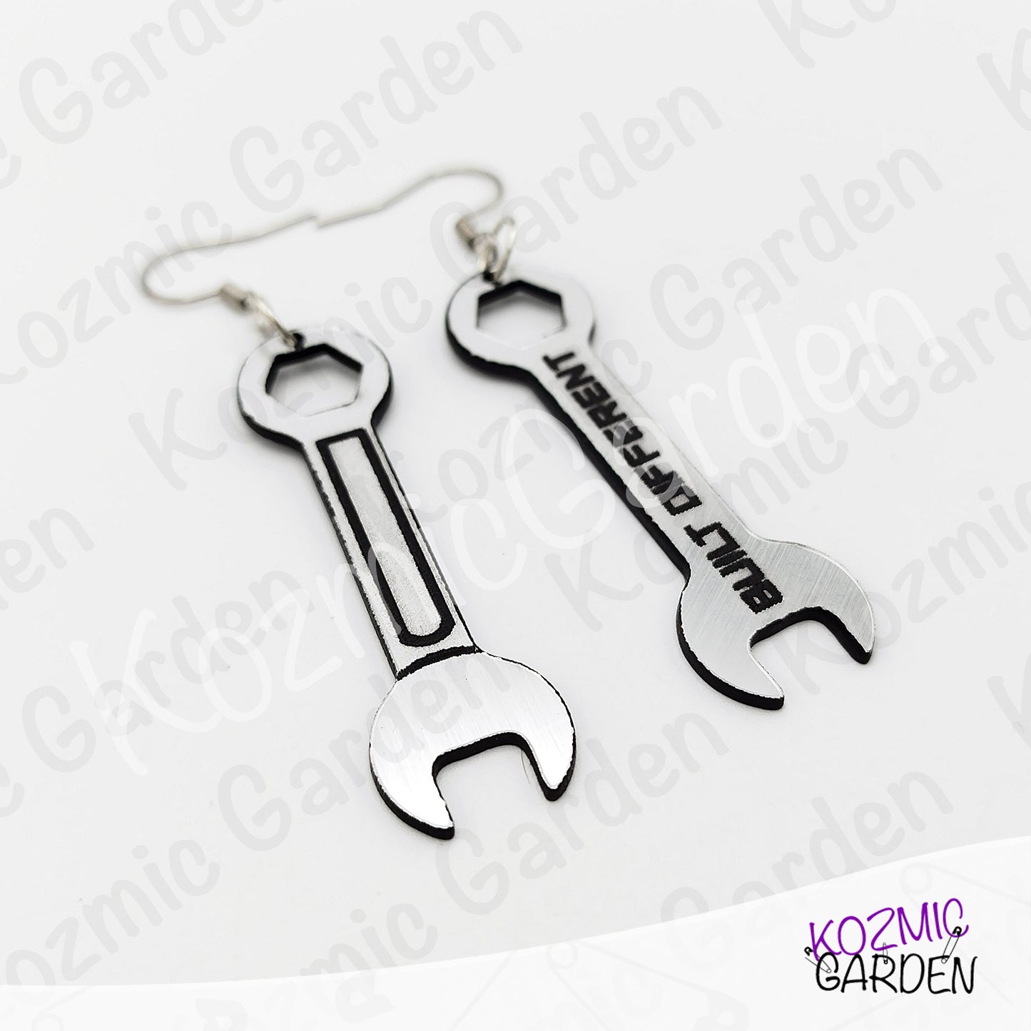 Built Different Wrench Earrings - Funny Mechanic Silver Acrylic