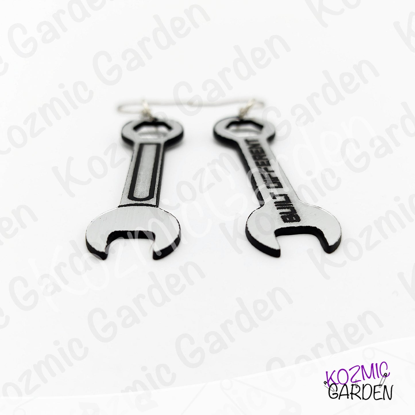 Built Different Wrench Earrings - Funny Mechanic Silver Acrylic