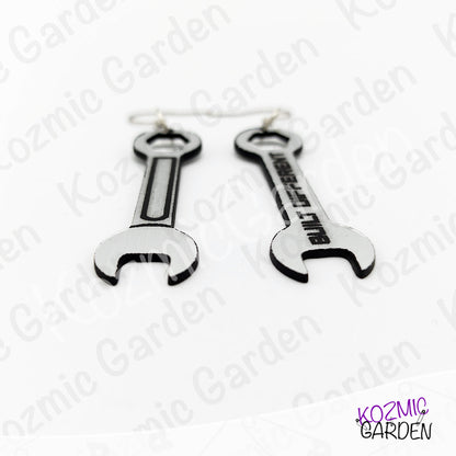 Built Different Wrench Earrings - Funny Mechanic Silver Acrylic