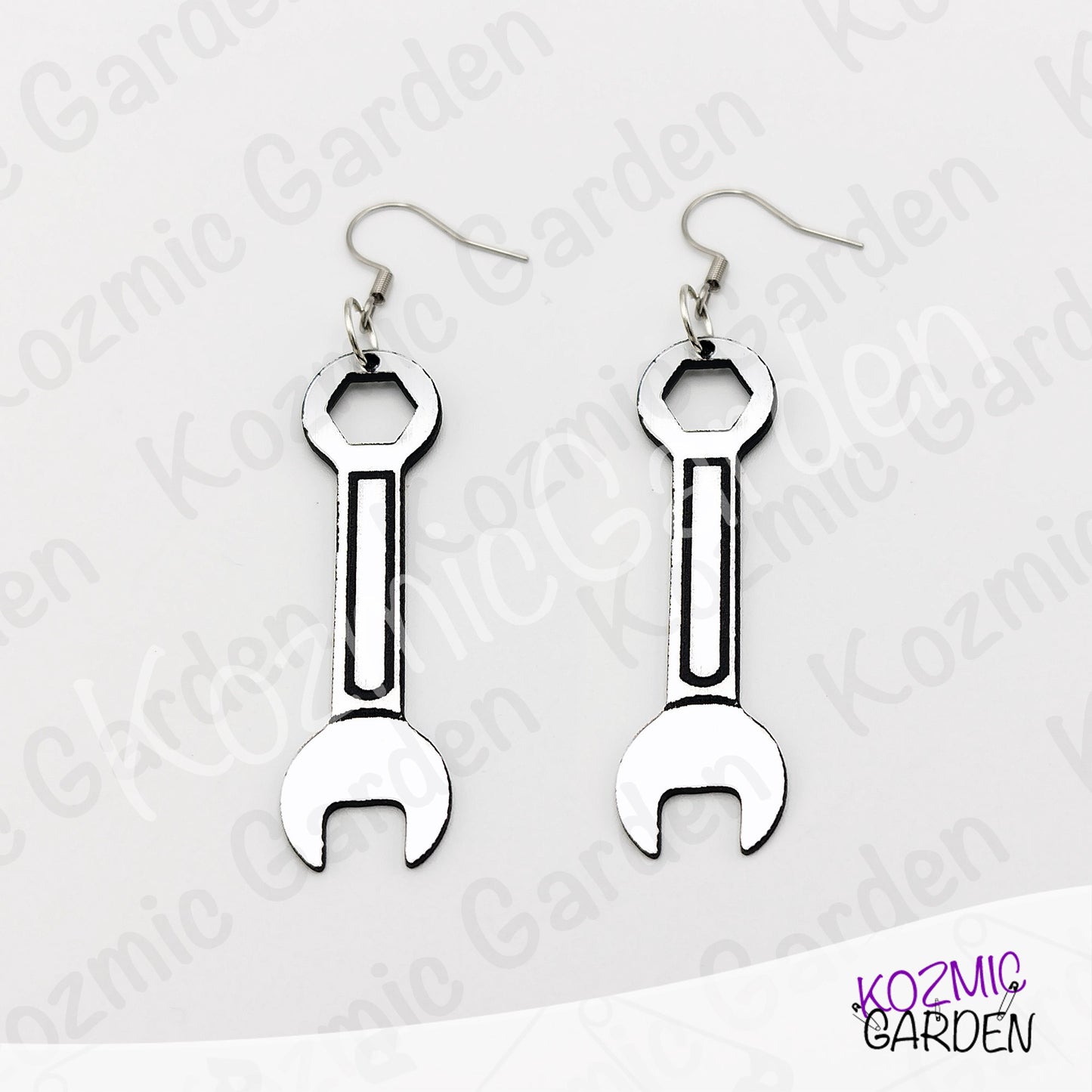 Built Different Wrench Earrings - Funny Mechanic Silver Acrylic
