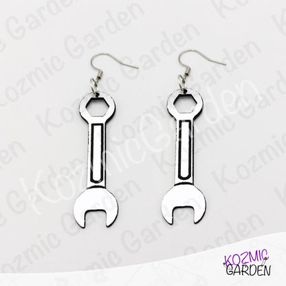 Built Different Wrench Earrings - Funny Mechanic Silver Acrylic