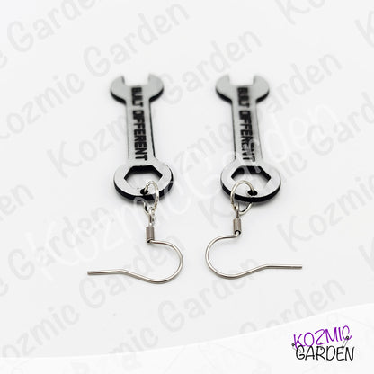 Built Different Wrench Earrings - Funny Mechanic Silver Acrylic