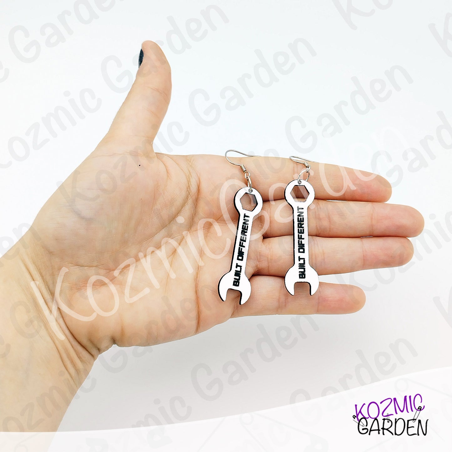 Built Different Wrench Earrings - Funny Mechanic Silver Acrylic