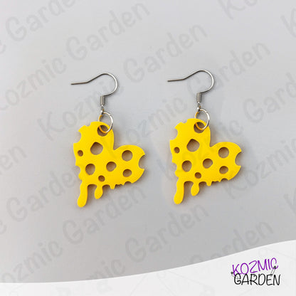 Heart-Shaped Cheese Earrings – Funny Anti-Valentine Jewelry