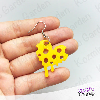 Heart-Shaped Cheese Earrings – Funny Anti-Valentine Jewelry