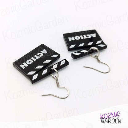 Cinema Clapboard Earrings - Lights, camera, action!