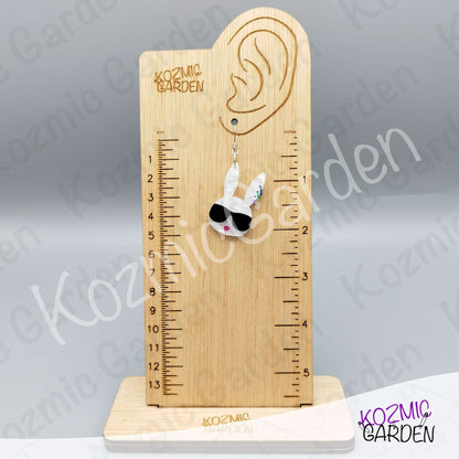 Cool Bunny Earrings with Sunglasses & Piercings – Funny Rabbit Head Laser-Cut Acrylic