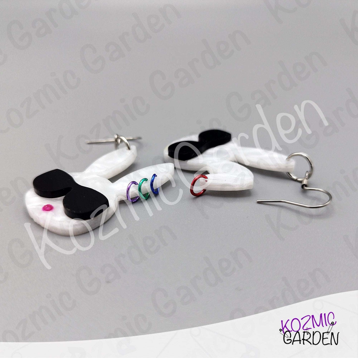 Cool Bunny Earrings with Sunglasses & Piercings – Funny Rabbit Head Laser-Cut Acrylic