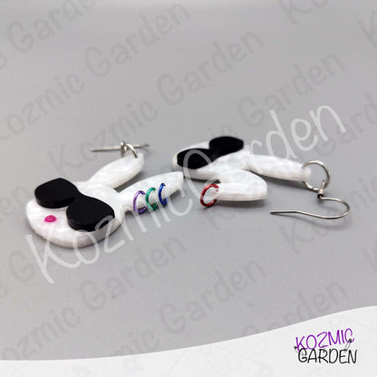 Cool Bunny Earrings with Sunglasses & Piercings – Funny Rabbit Head Laser-Cut Acrylic