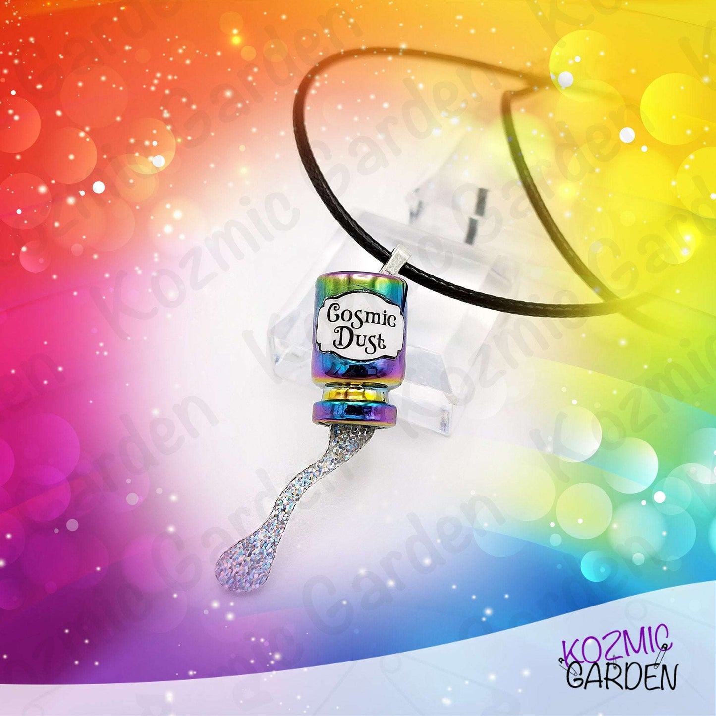 Rainbow Cosmic Dust Bottle Necklace | Shake a little stardust!