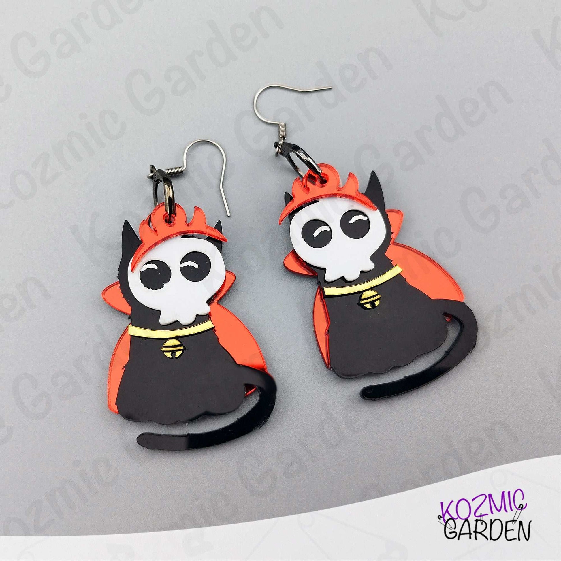 Fun Black Cat Earrings with Interchangeable Accessories!