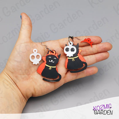 Fun Black Cat Earrings with Interchangeable Accessories!