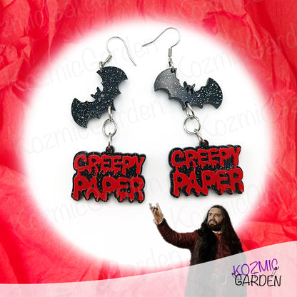 Nandor's "Creepy Paper" Bat Earrings – Because crepe paper is too ordinary!