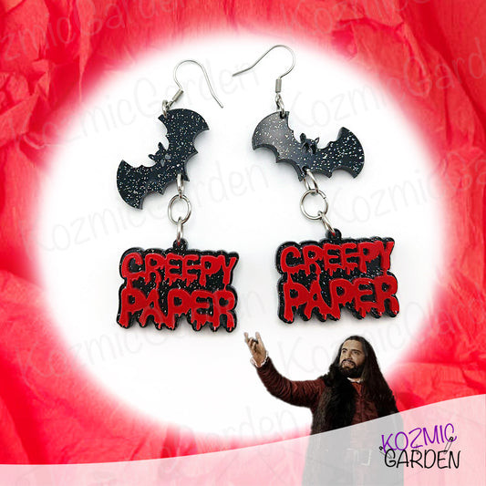 Nandor's "Creepy Paper" Bat Earrings – Because crepe paper is too ordinary!