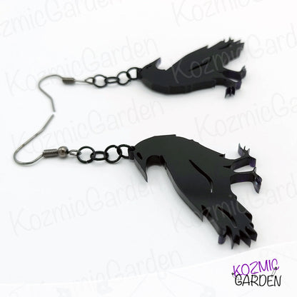 Black Raven Crow Earrings