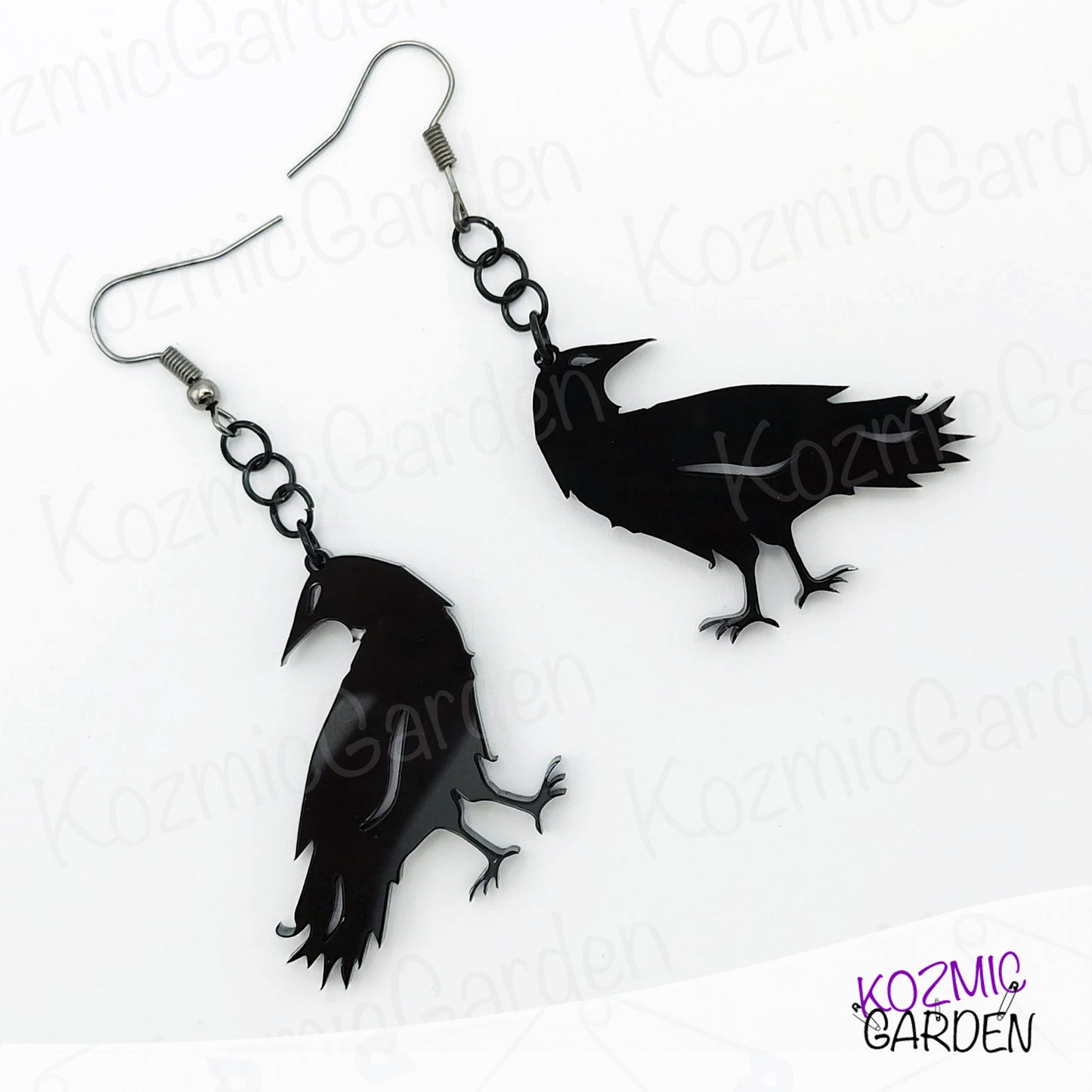 Black Raven Crow Earrings