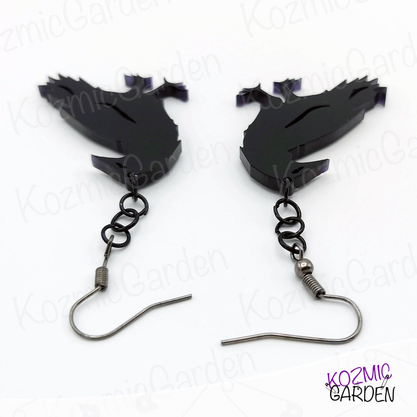 Black Raven Crow Earrings