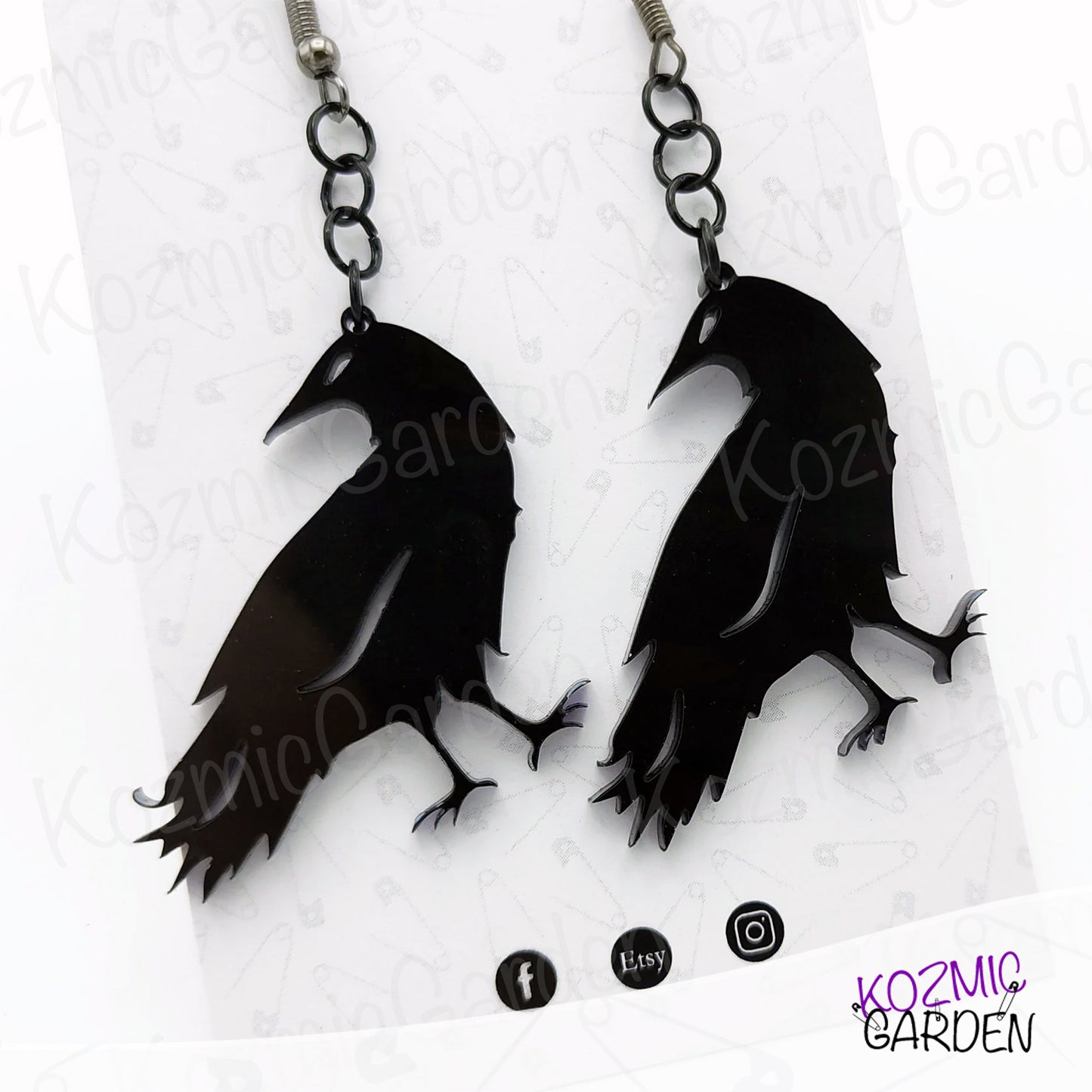 Black Raven Crow Earrings