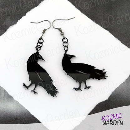 Black Raven Crow Earrings