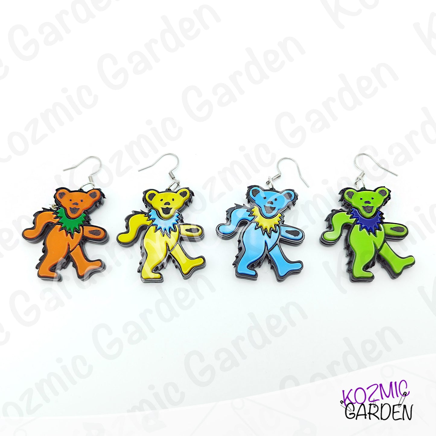 Grateful Dead Dancing Bears Earrings | Funny Groovy Hippy Dangles