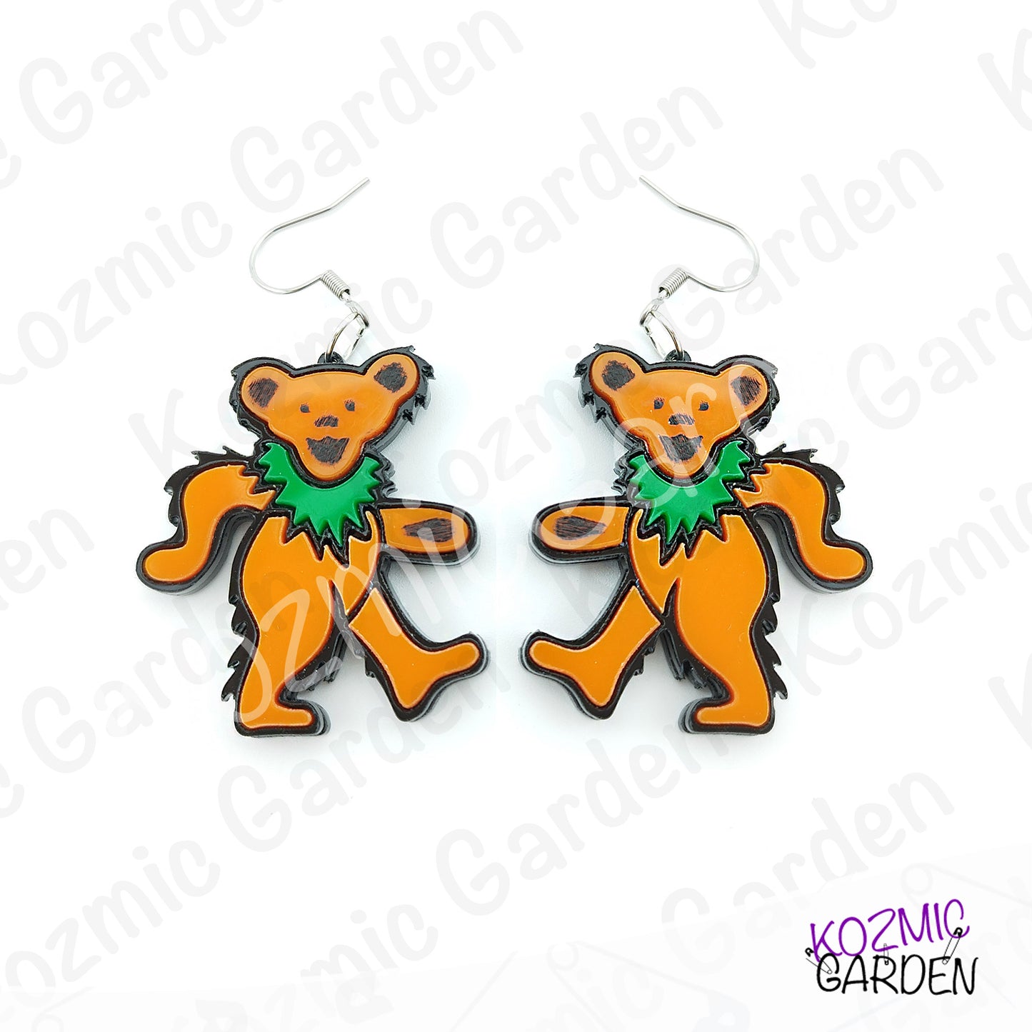 Grateful Dead Dancing Bears Earrings | Funny Groovy Hippy Dangles