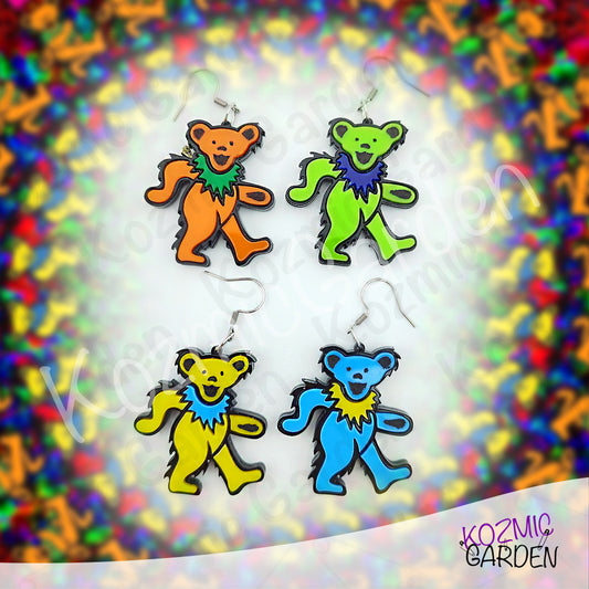 Grateful Dead Dancing Bears Earrings | Funny Groovy Hippy Dangles
