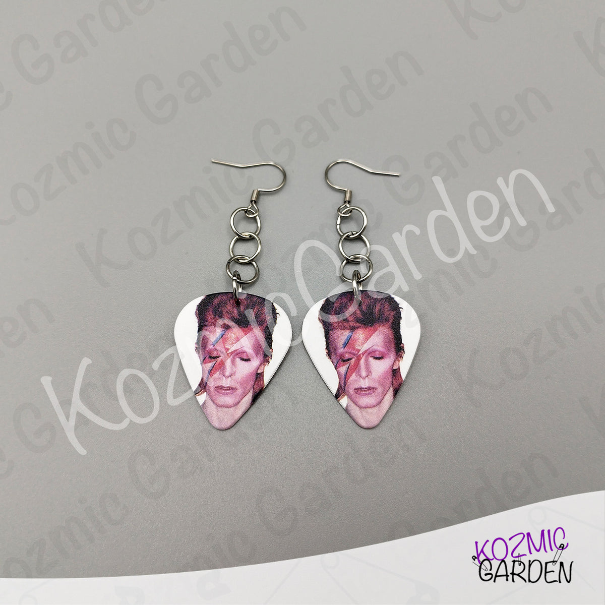 Aladdin Sane Guitar Pick Earrings | Rock Dangle Earrings for Bowie Fans