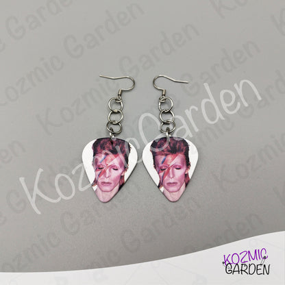 Aladdin Sane Guitar Pick Earrings | Rock Dangle Earrings for Bowie Fans