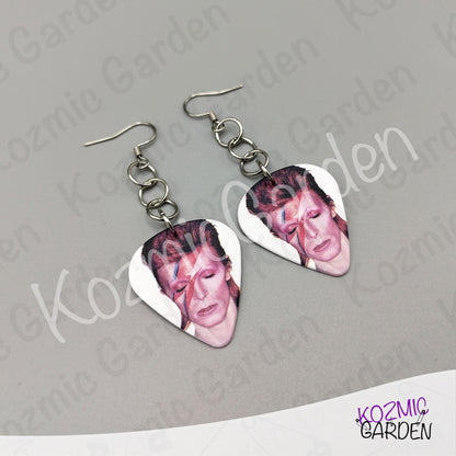 Aladdin Sane Guitar Pick Earrings | Rock Dangle Earrings for Bowie Fans
