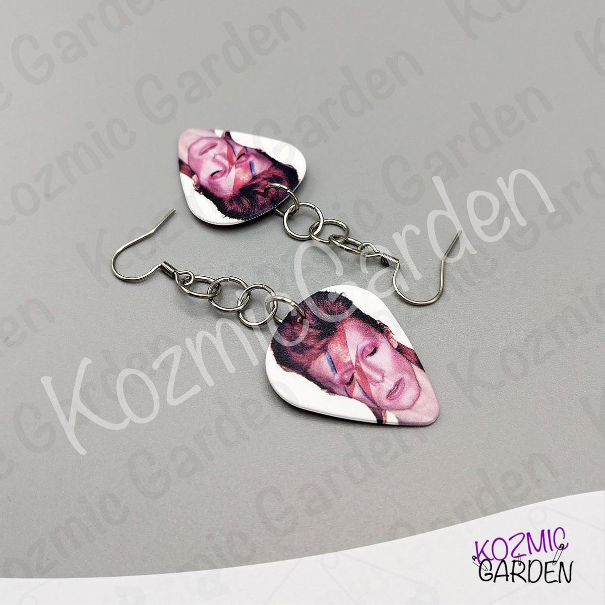 Aladdin Sane Guitar Pick Earrings | Rock Dangle Earrings for Bowie Fans