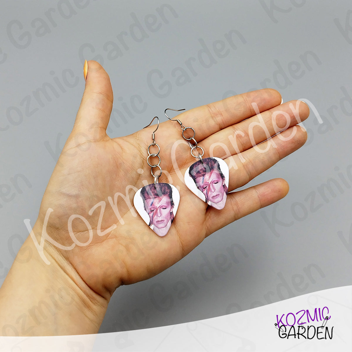 Aladdin Sane Guitar Pick Earrings | Rock Dangle Earrings for Bowie Fans