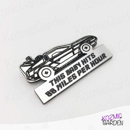 Back to the Future DeLorean Brooch – “This Baby Hits 88 MPH” Nostalgic Movie Jewelry – Fun Fandom Gift
