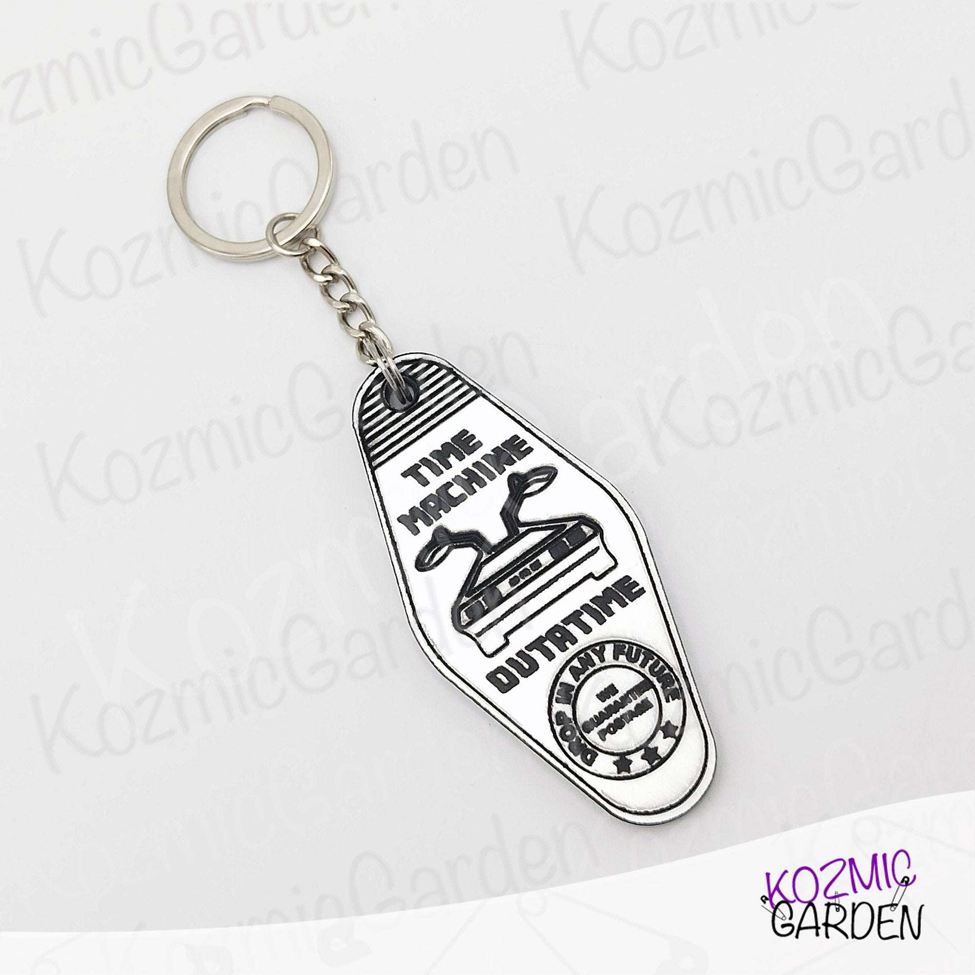 Back to the Future DeLorean Keychain – “Time Machine” OUTATIME – 80's Movie Accessory