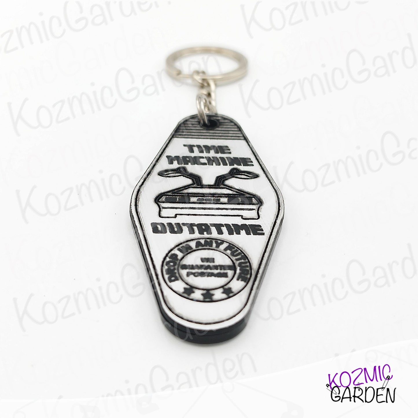 Back to the Future DeLorean Keychain – “Time Machine” OUTATIME – 80's Movie Accessory